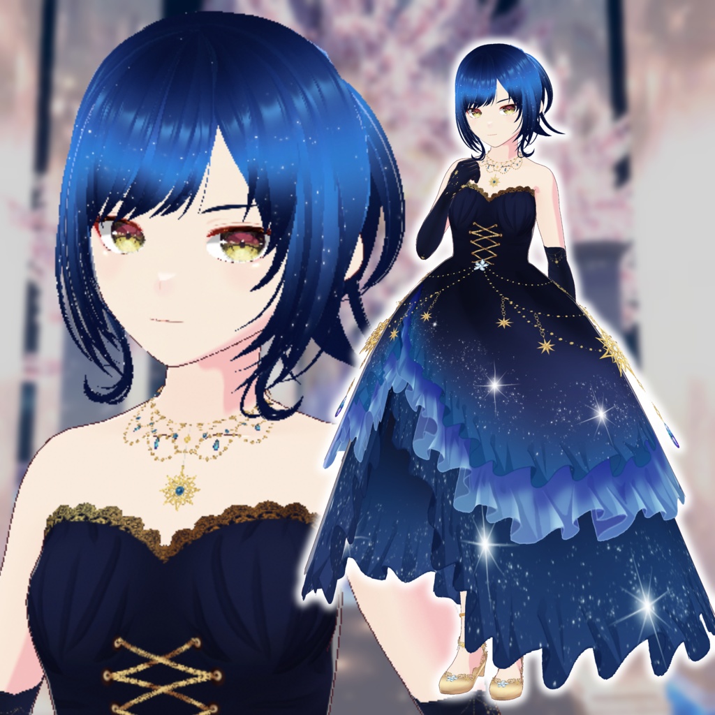 星ロングドレス Vroid、VRMデータ入り
