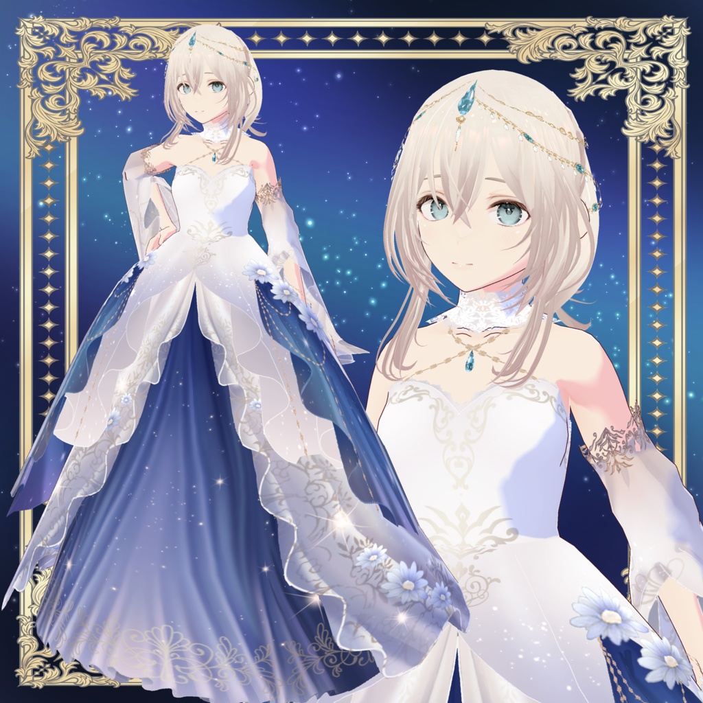 白青ドレス vrm・vroid・xwearデータ入り