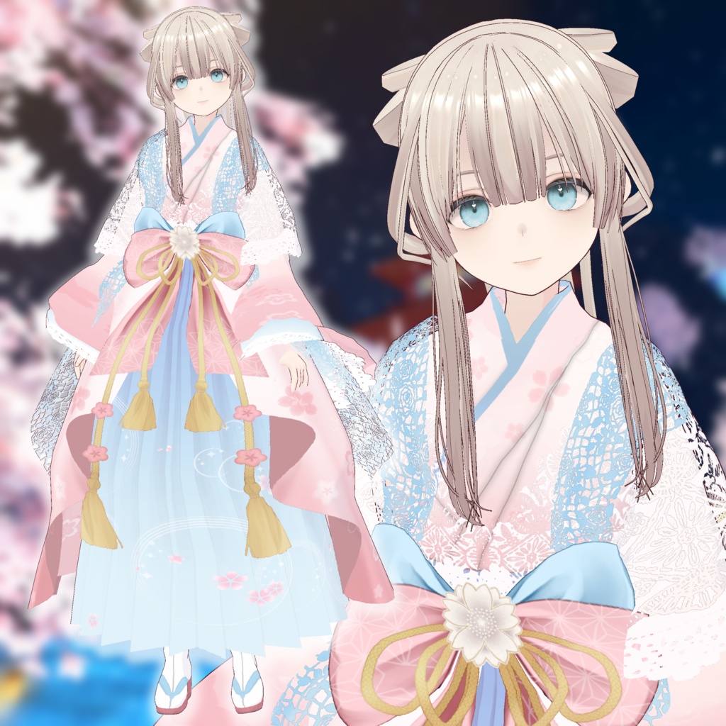 千年桜着物 vrm・vroid・xwearデータ入り