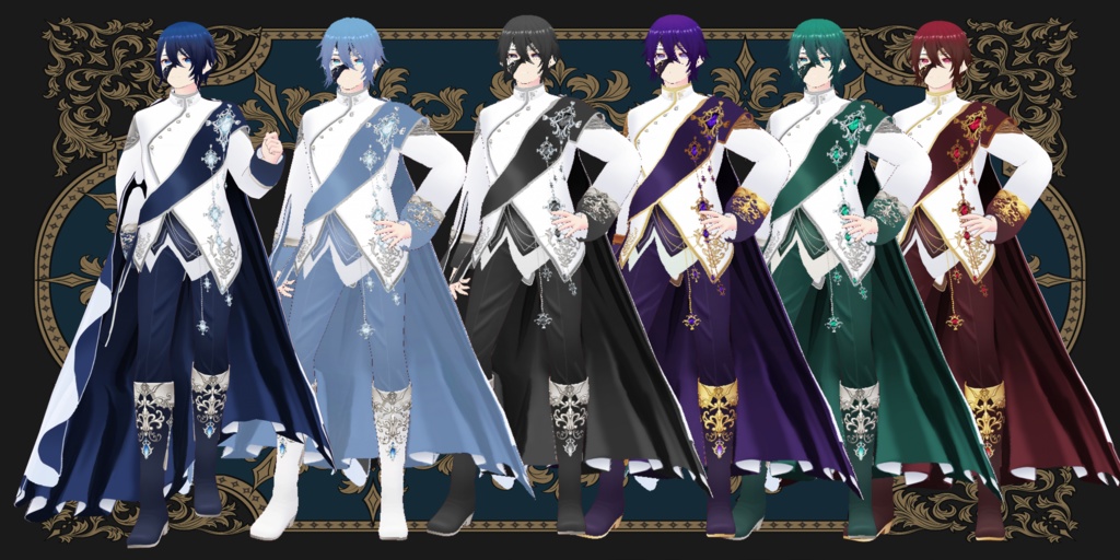 ベネチアカーニバル男ドレス6色　vrm・vroid・xwearデータ入り