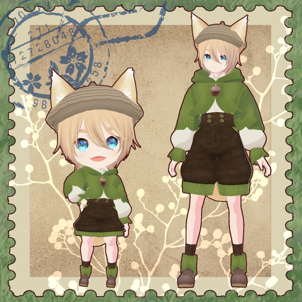 キノコの森の狐の男の子 vrm・vroid・xwearデータ入り