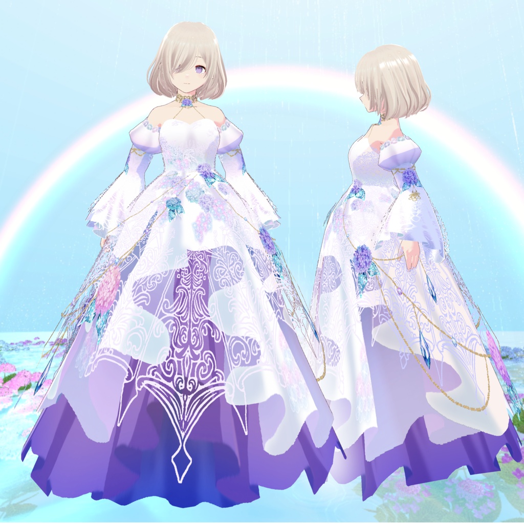紫陽花ドレス　 vrm・vroid・xwearデータ入り