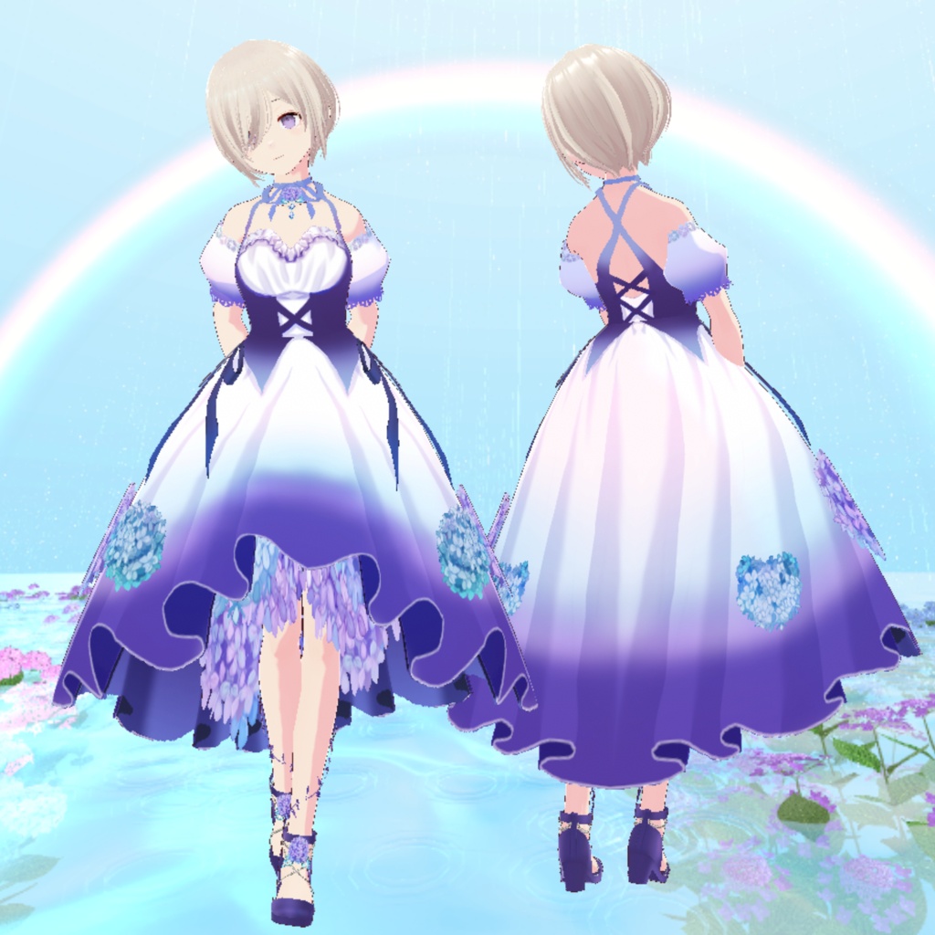 紫陽花ドレスショート　vrm・vroid・xwearデータ入り