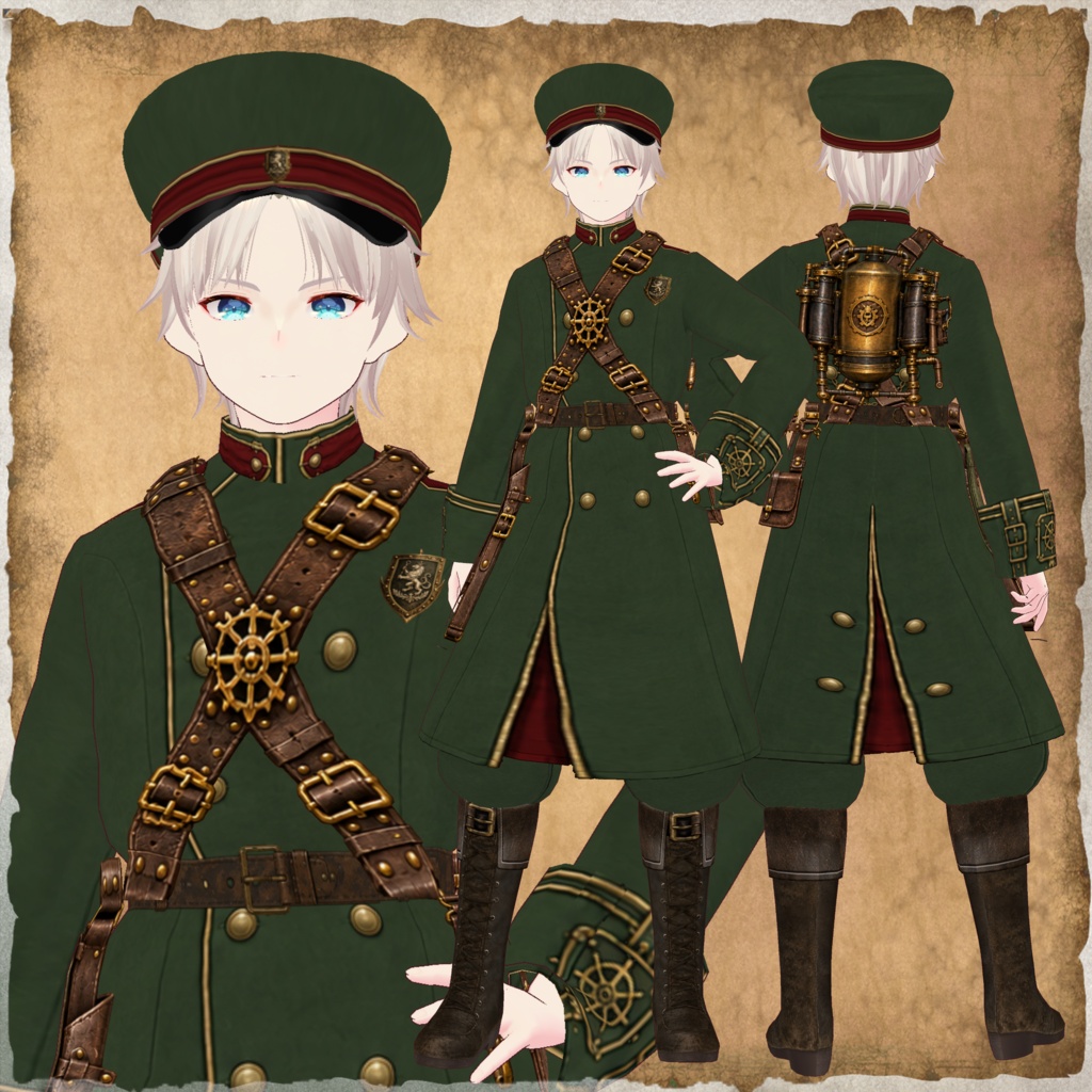 軍服・スチームパンク風 vrm・vroid・xwearデータ入り