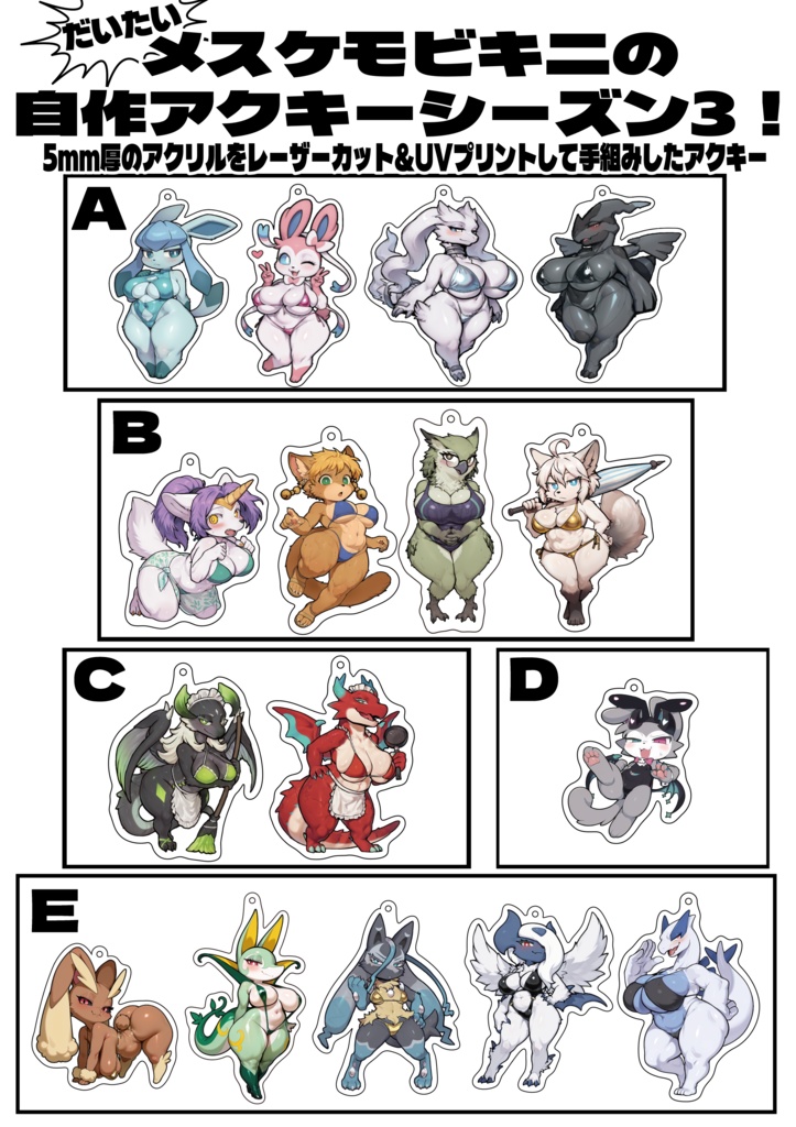 自分で作っただいだいメスケモビキニアクキー・シーズン3!