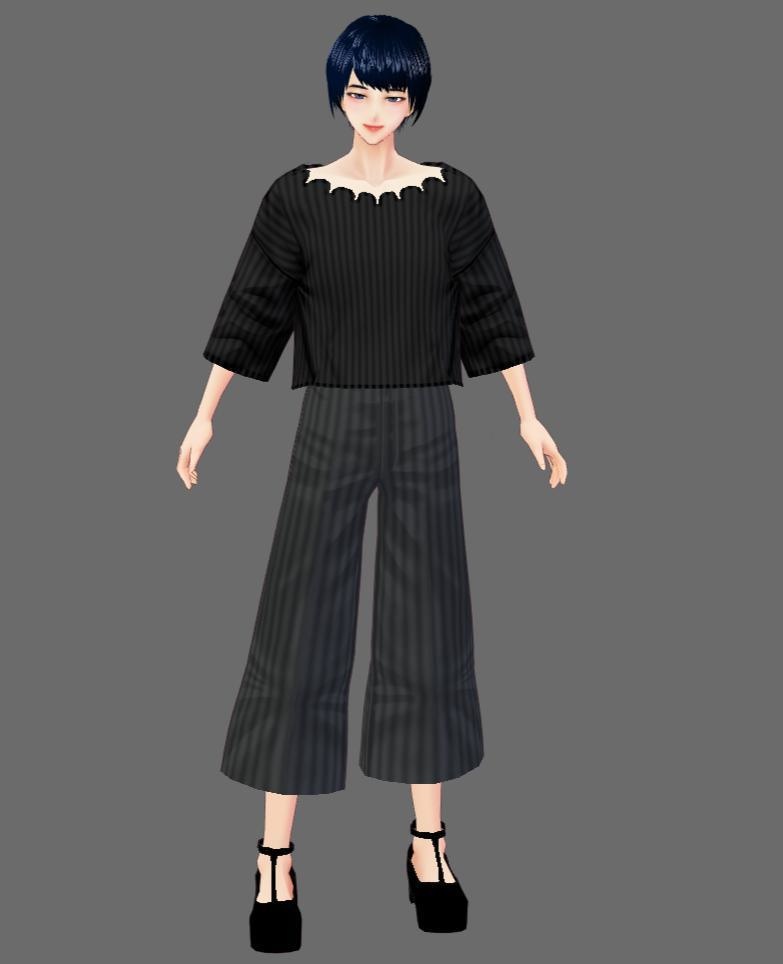 【Vroid】スカラップリブセーター七分袖(11色/無料版あり)