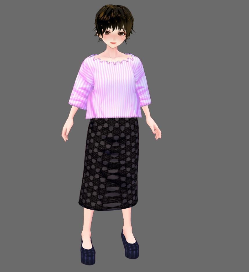 【Vroid】スカラップリブセーター七分袖(11色/無料版あり)