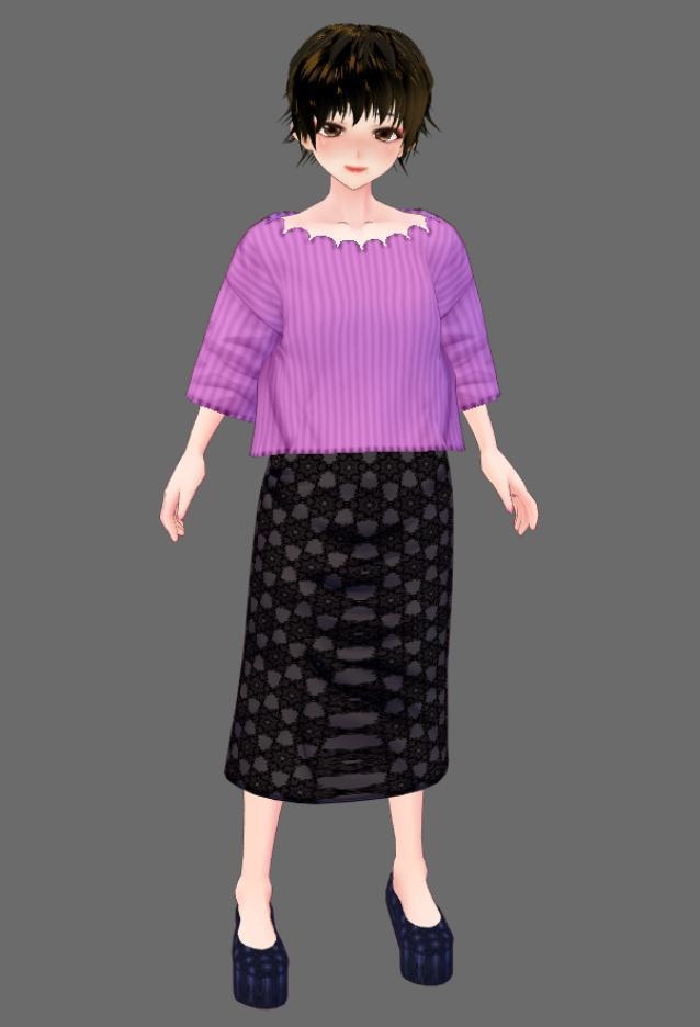 【Vroid】スカラップリブセーター七分袖(11色/無料版あり)