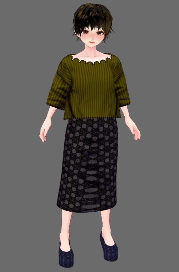 【Vroid】スカラップリブセーター七分袖(11色/無料版あり)