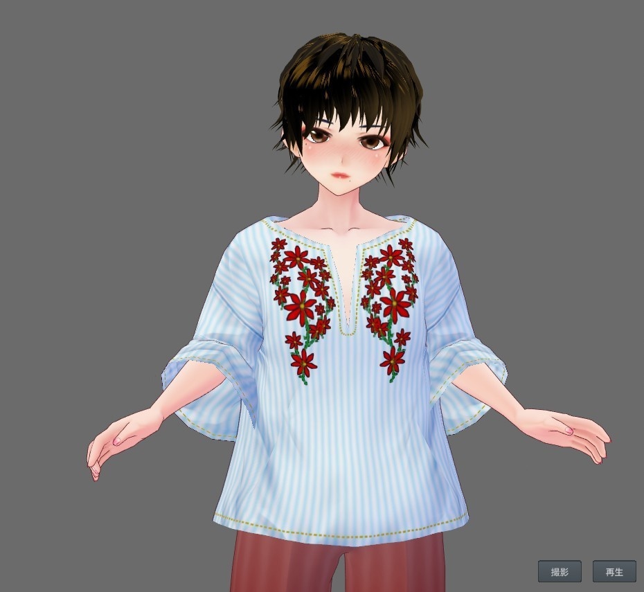 【Vroid】エスニック刺繍風シャツ(全8色/無料版あり)