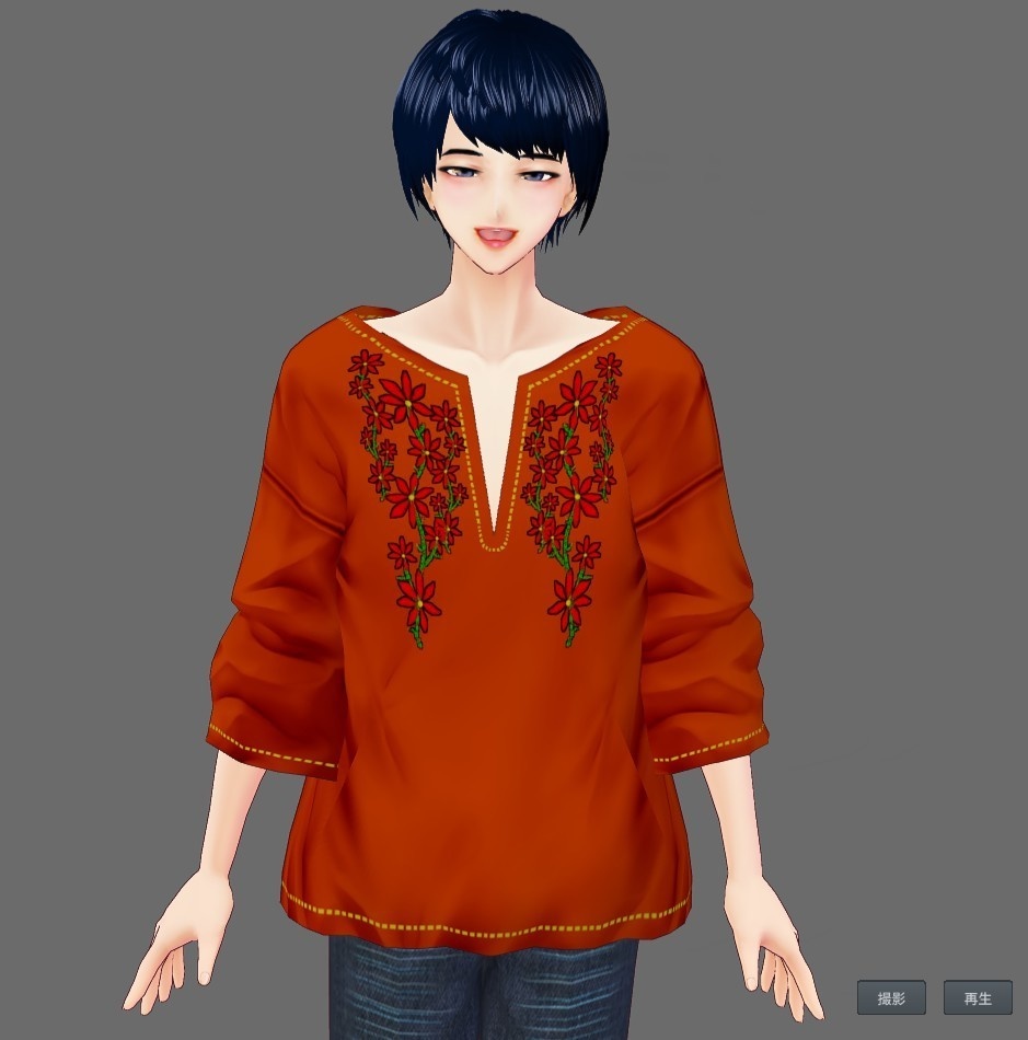 【Vroid】エスニック刺繍風シャツ(全8色/無料版あり)