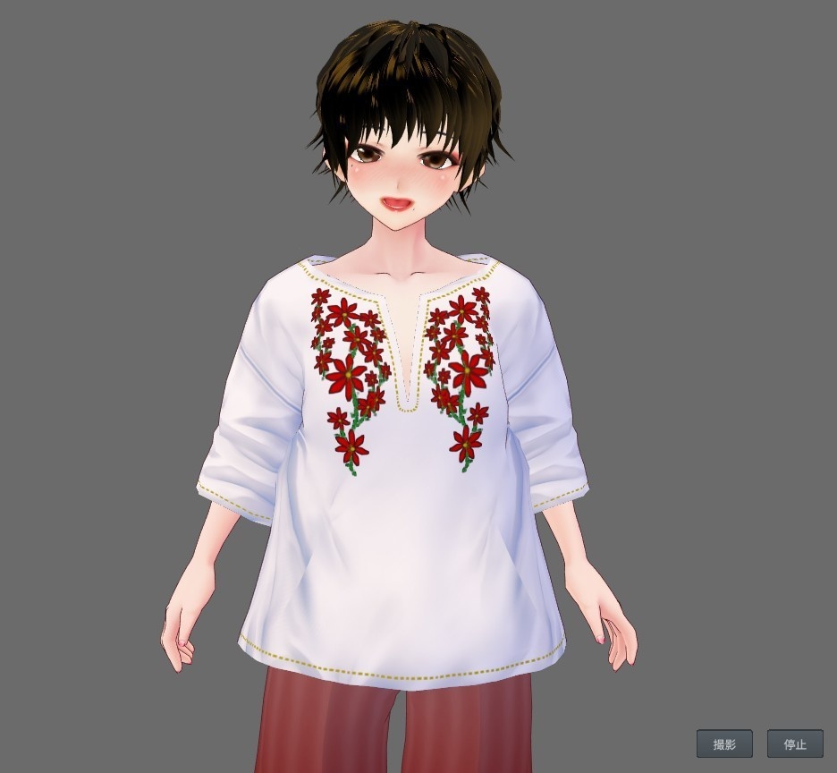 【Vroid】エスニック刺繍風シャツ(全8色/無料版あり)