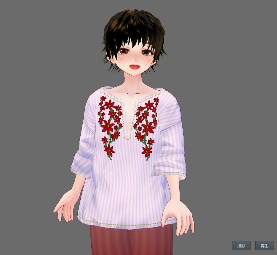 【Vroid】エスニック刺繍風シャツ(全8色/無料版あり)