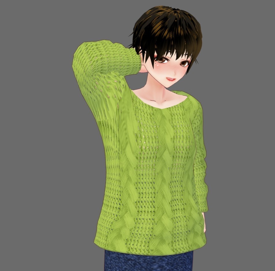 【Vroid】ケーブルニット(全30色60着/無料版あり)