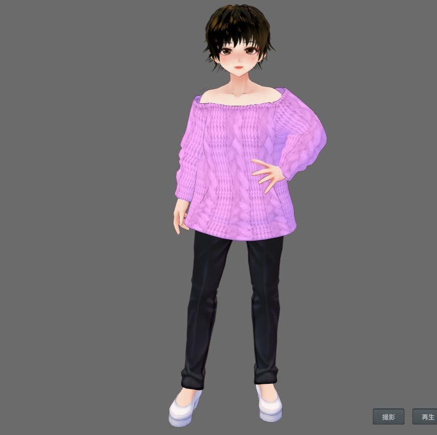 【Vroid】オフショルニット(無料版5色/有料版12色)