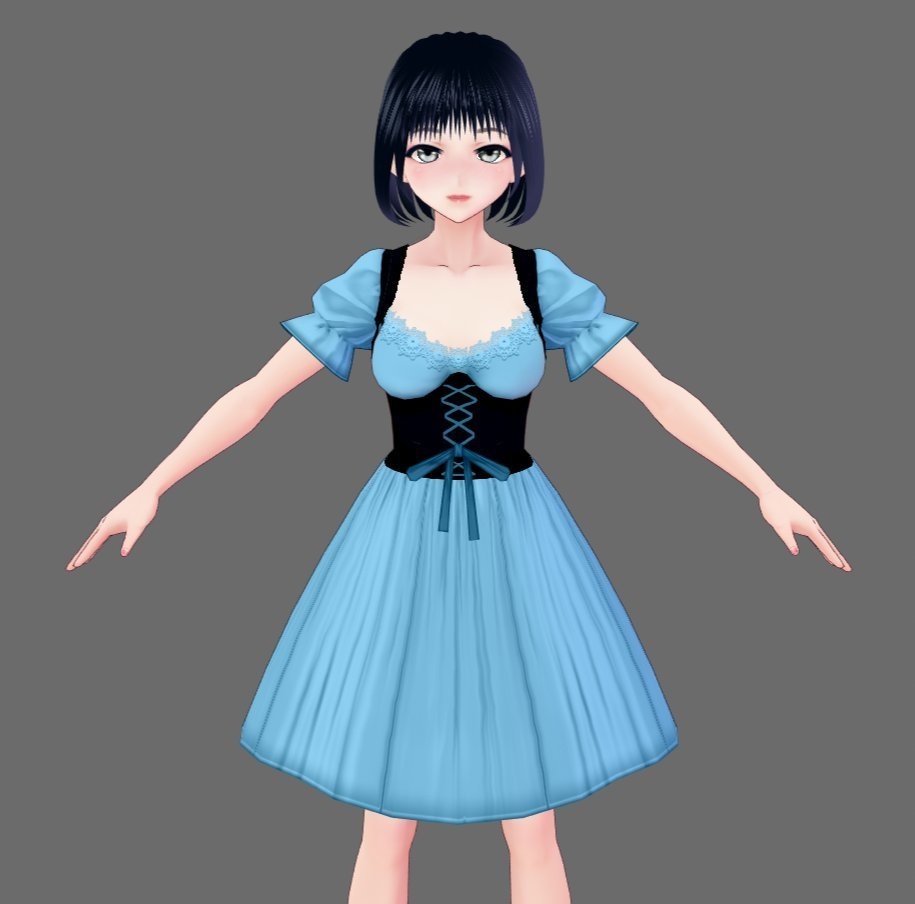 【Vroid】ディアンドル風・胸元セクシードレス(無料版あり/女性用)