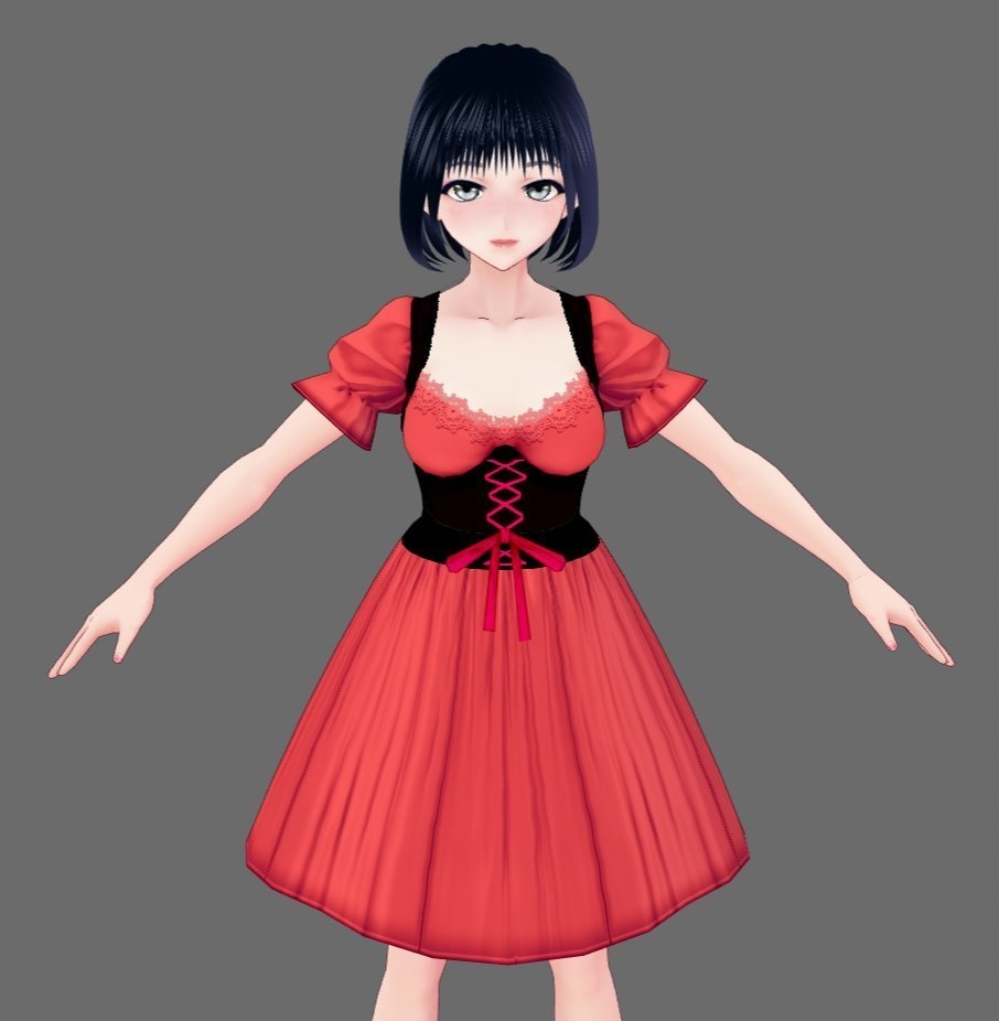 【Vroid】ディアンドル風・胸元セクシードレス(無料版あり/女性用)