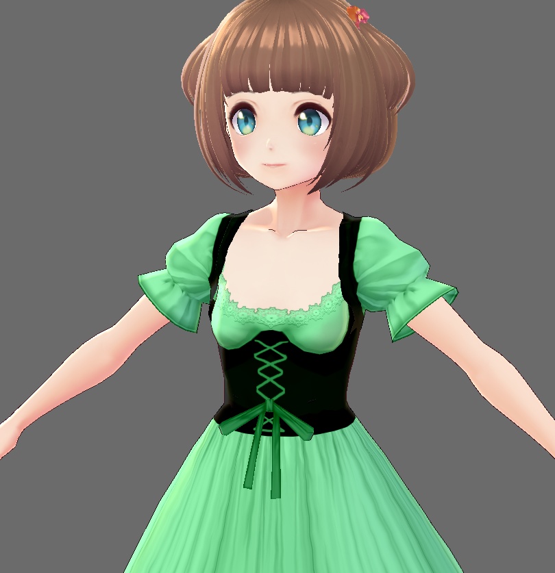 【Vroid】ディアンドル風・胸元セクシードレス(無料版あり/女性用)