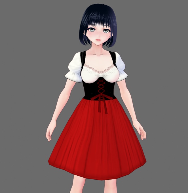 【Vroid】ディアンドル風・胸元セクシードレス(無料版あり/女性用)