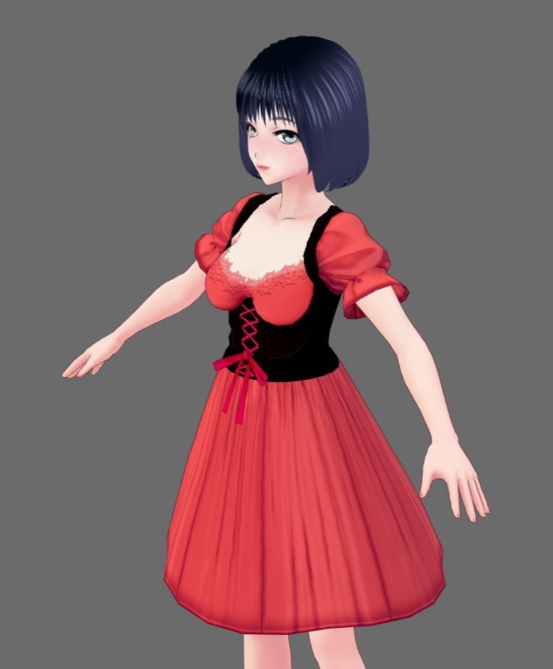 【Vroid】ディアンドル風・胸元セクシードレス(無料版あり/女性用)