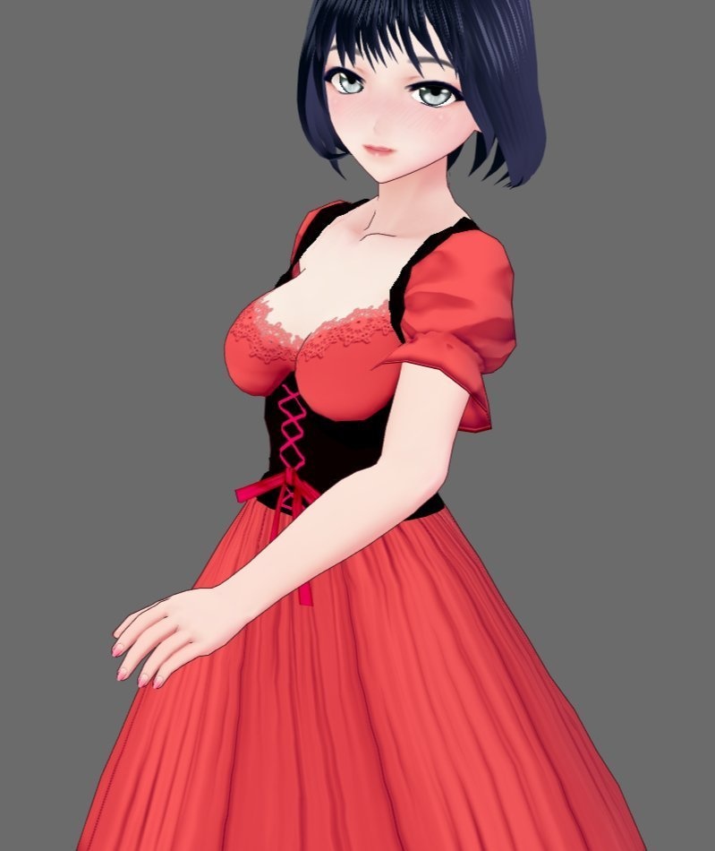 【Vroid】ディアンドル風・胸元セクシードレス(無料版あり/女性用)