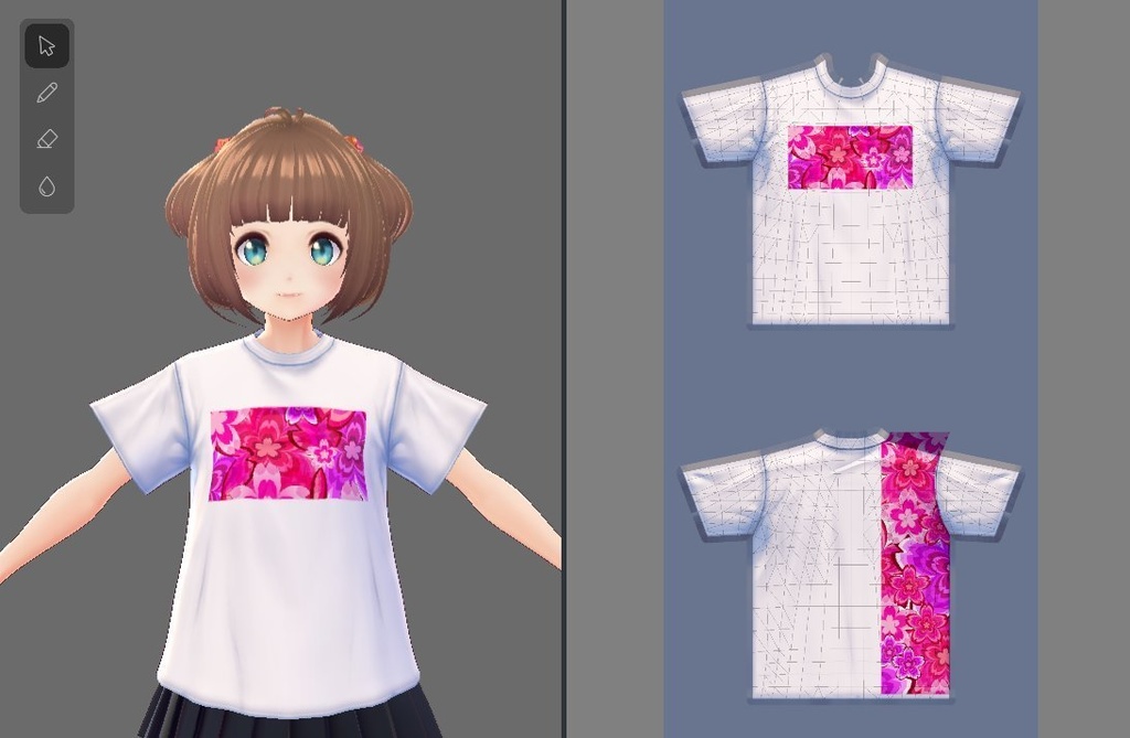 【Vroid】和柄Tシャツ(9種類18着/無料版あり)