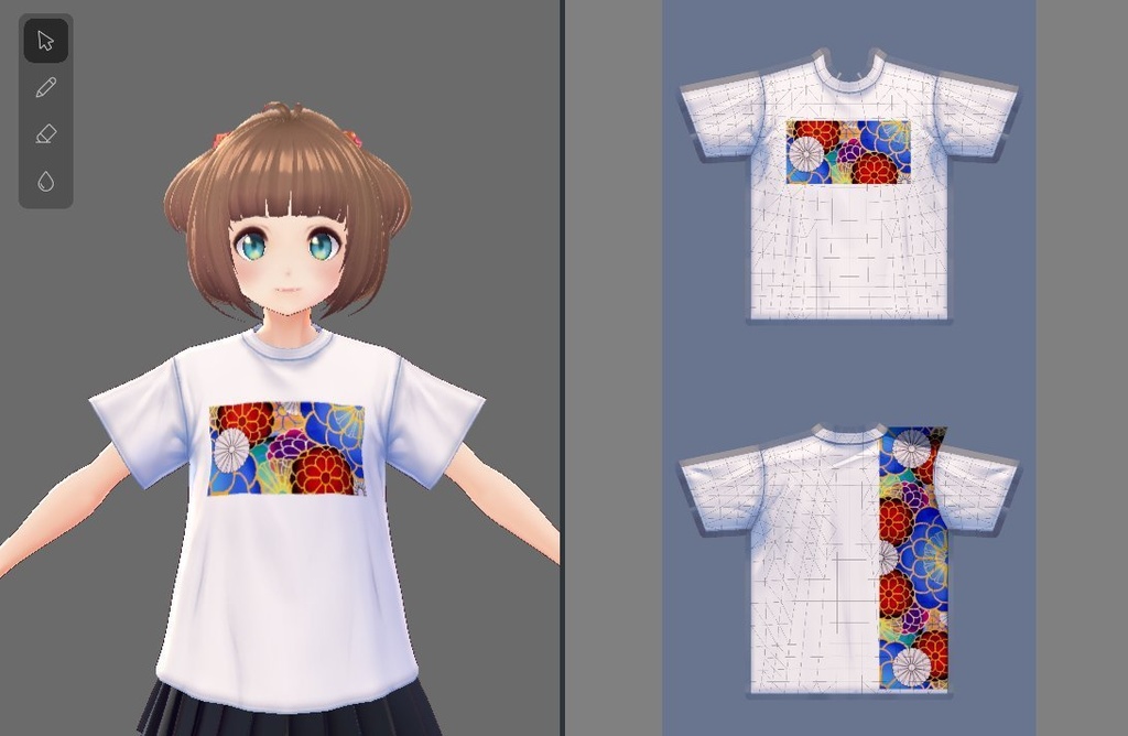【Vroid】和柄Tシャツ(9種類18着/無料版あり)