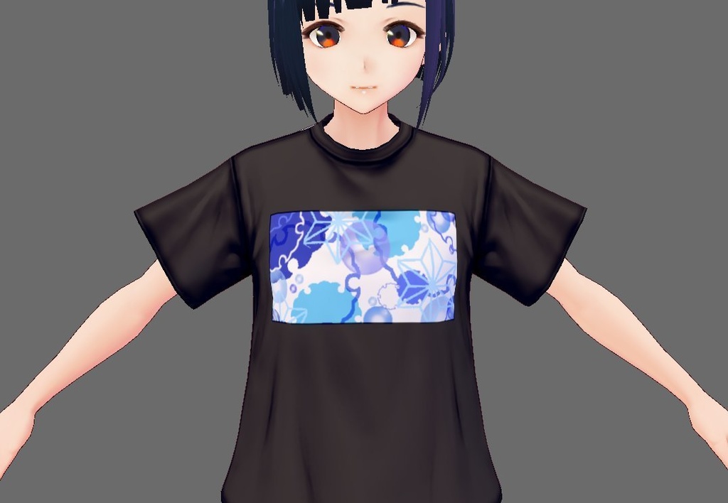 【Vroid】和柄Tシャツ(9種類18着/無料版あり)