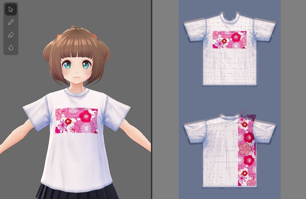 【Vroid】和柄Tシャツ(9種類18着/無料版あり)