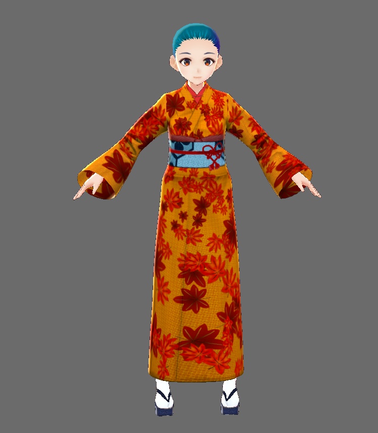 【Vroid】着物セット(女性・女装用/全24色+帯・小物付)