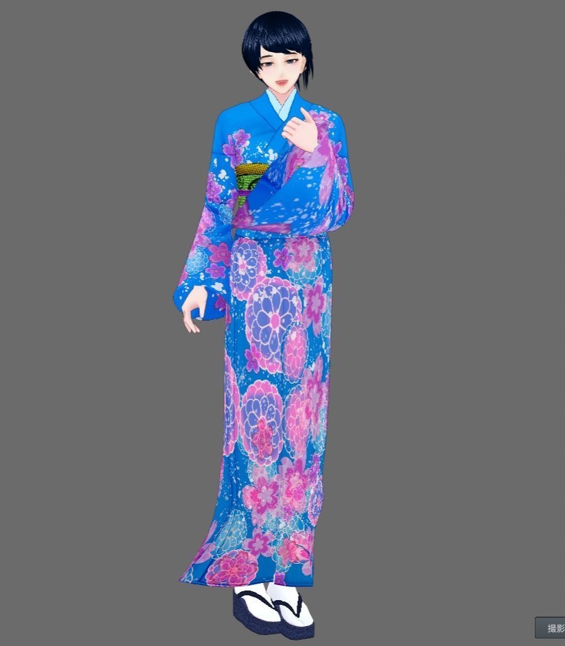 【Vroid】着物セット(女性・女装用/全24色+帯・小物付)