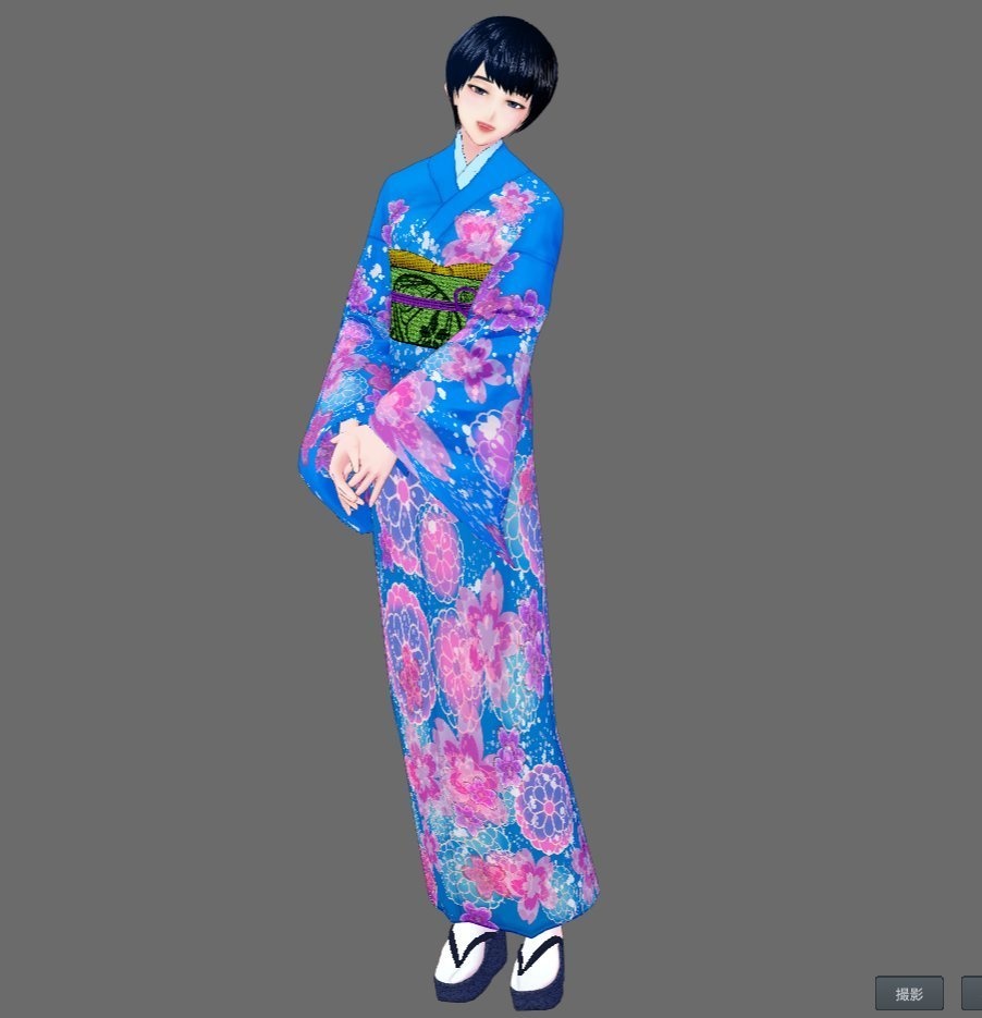 【Vroid】着物セット(女性・女装用/全24色+帯・小物付)