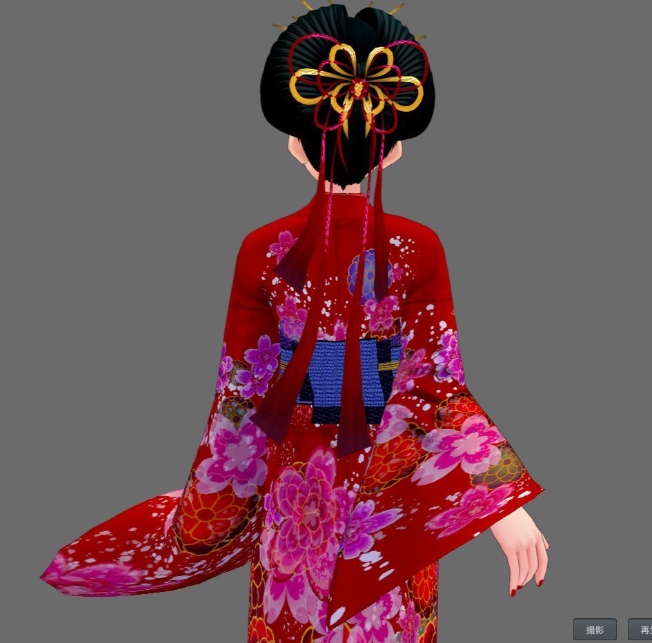 【Vroid】着物セット(女性・女装用/全24色+帯・小物付)