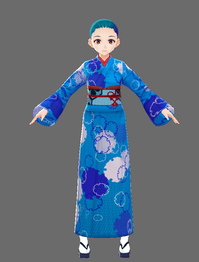 【Vroid】着物セット(女性・女装用/全24色+帯・小物付)