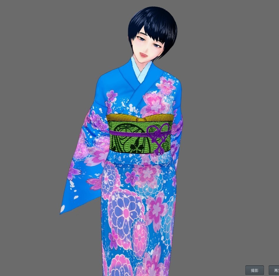 【Vroid】着物セット(女性・女装用/全24色+帯・小物付)