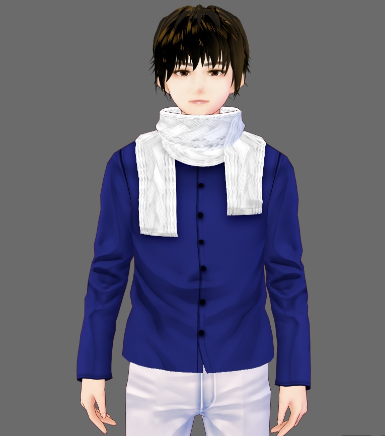 【Vroid】マフラー(無地・チェック・フリンジ付/男女兼用/全48パターン)