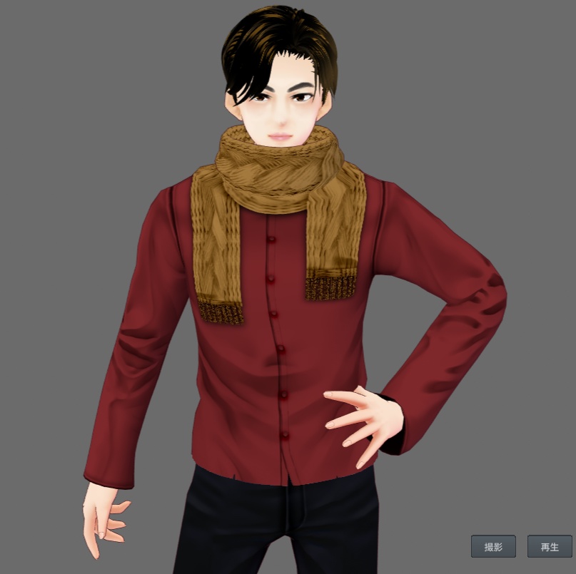 【Vroid】マフラー(無地・チェック・フリンジ付/男女兼用/全48パターン)