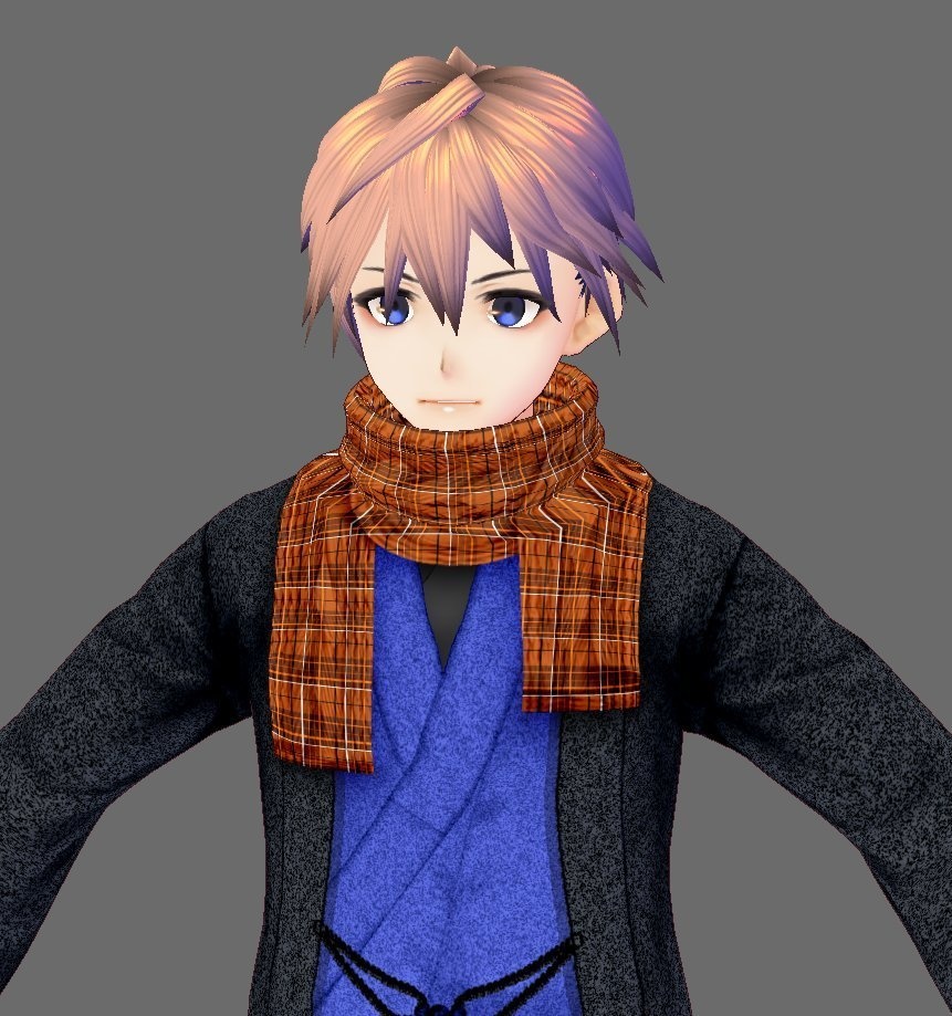 【Vroid】マフラー(無地・チェック・フリンジ付/男女兼用/全48パターン)