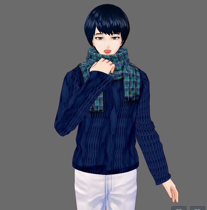 【Vroid】マフラー(無地・チェック・フリンジ付/男女兼用/全48パターン)