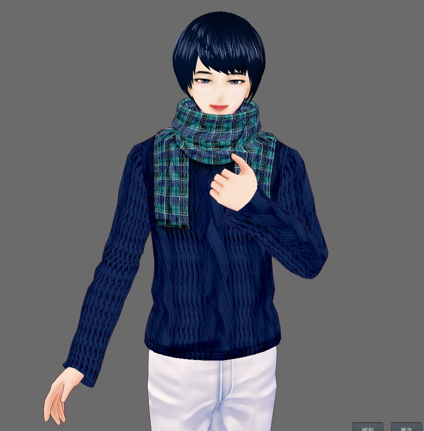 【Vroid】マフラー(無地・チェック・フリンジ付/男女兼用/全48パターン)