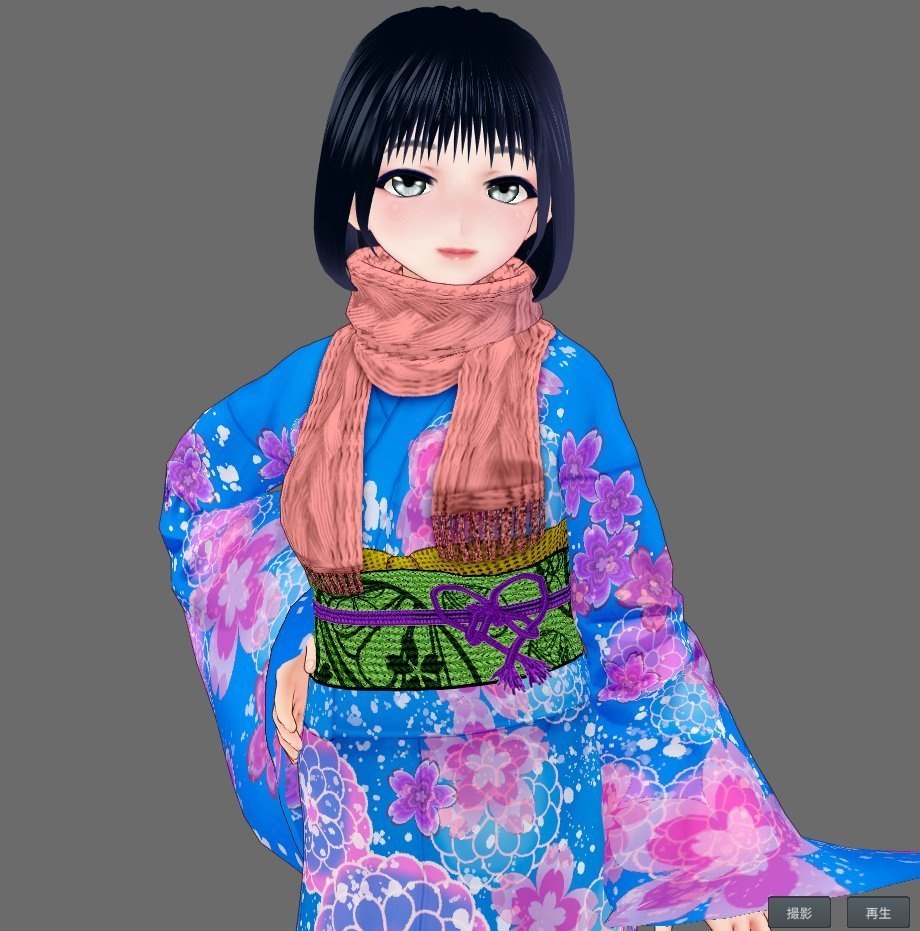 【Vroid】マフラー(無地・チェック・フリンジ付/男女兼用/全48パターン)