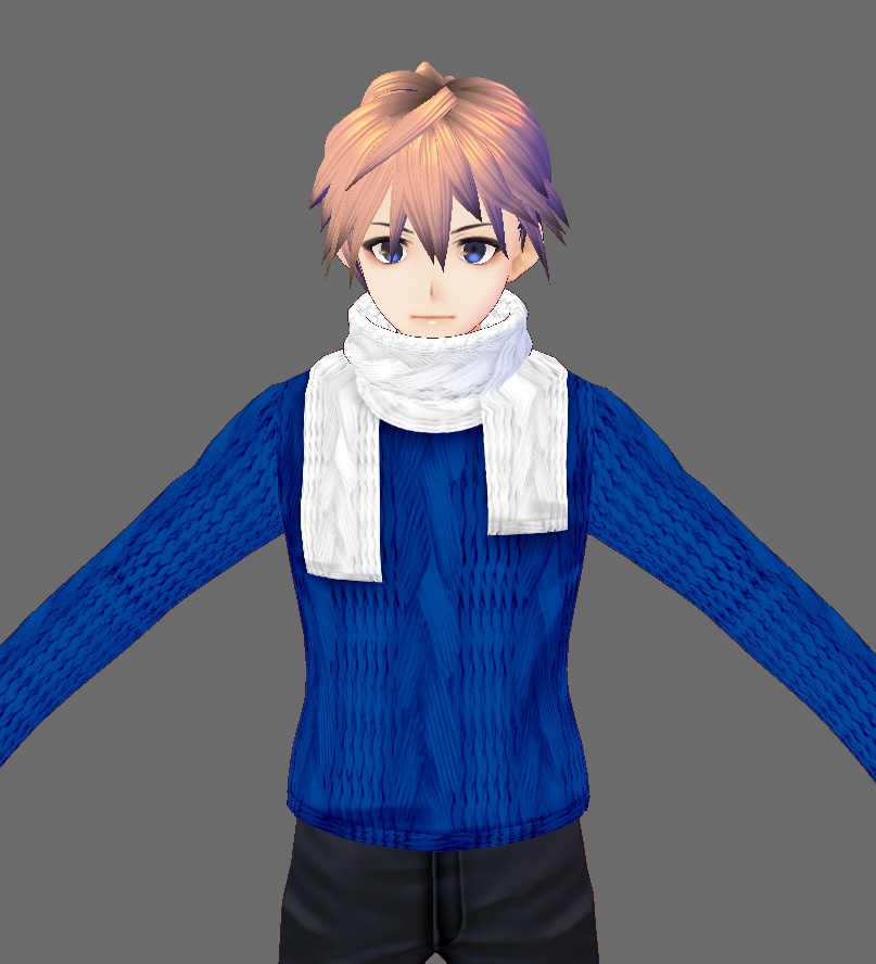 【Vroid】マフラー(無地・チェック・フリンジ付/男女兼用/全48パターン)