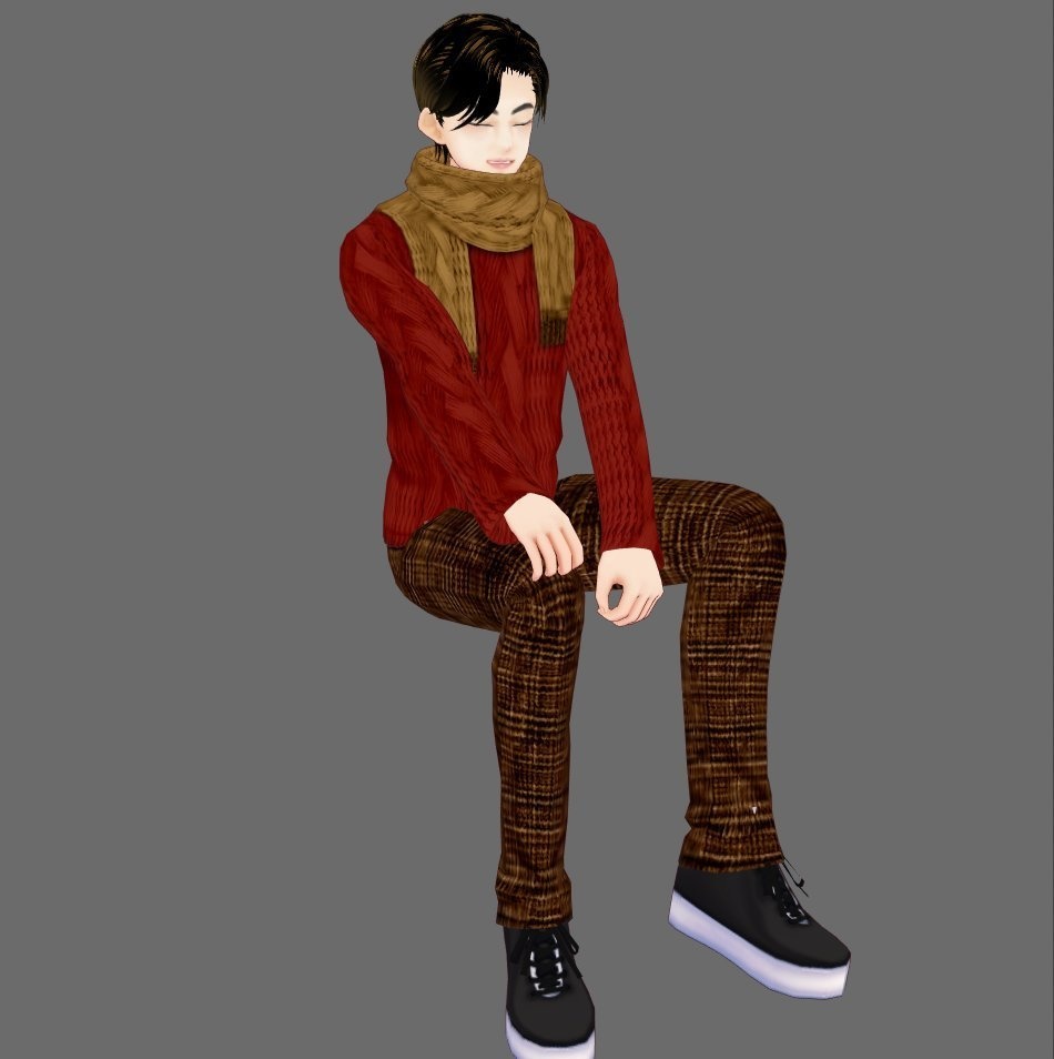 【Vroid】チェックツイード風パンツ(男女兼用/全6色/無料版あり)