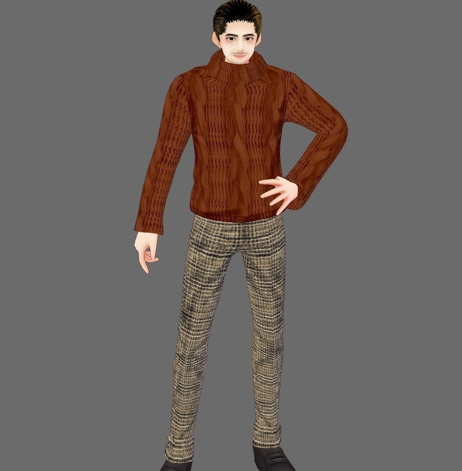 【Vroid】チェックツイード風パンツ(男女兼用/全6色/無料版あり)