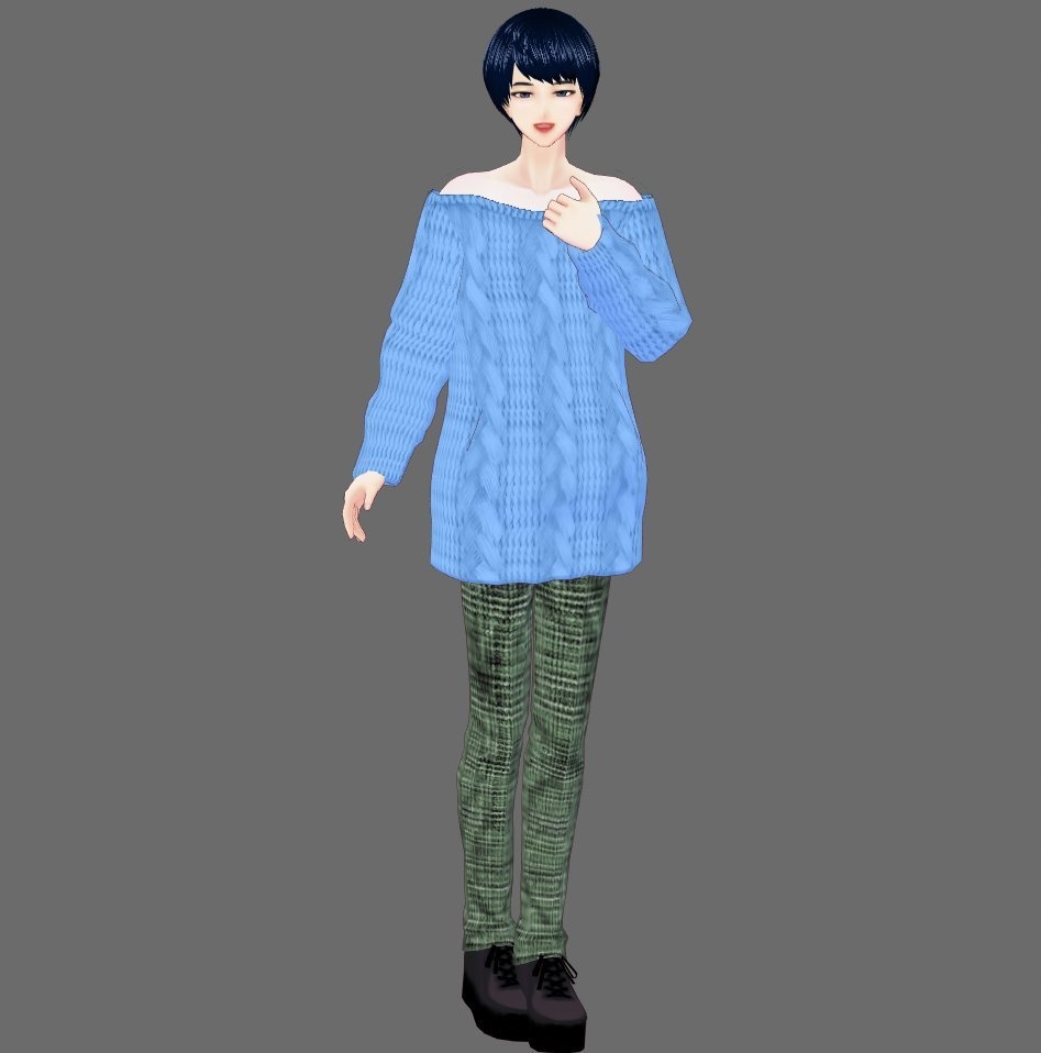 【Vroid】チェックツイード風パンツ(男女兼用/全6色/無料版あり)