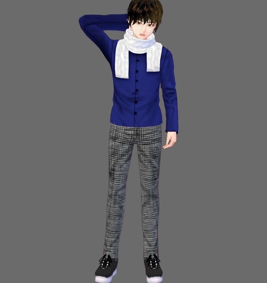 【Vroid】チェックツイード風パンツ(男女兼用/全6色/無料版あり)