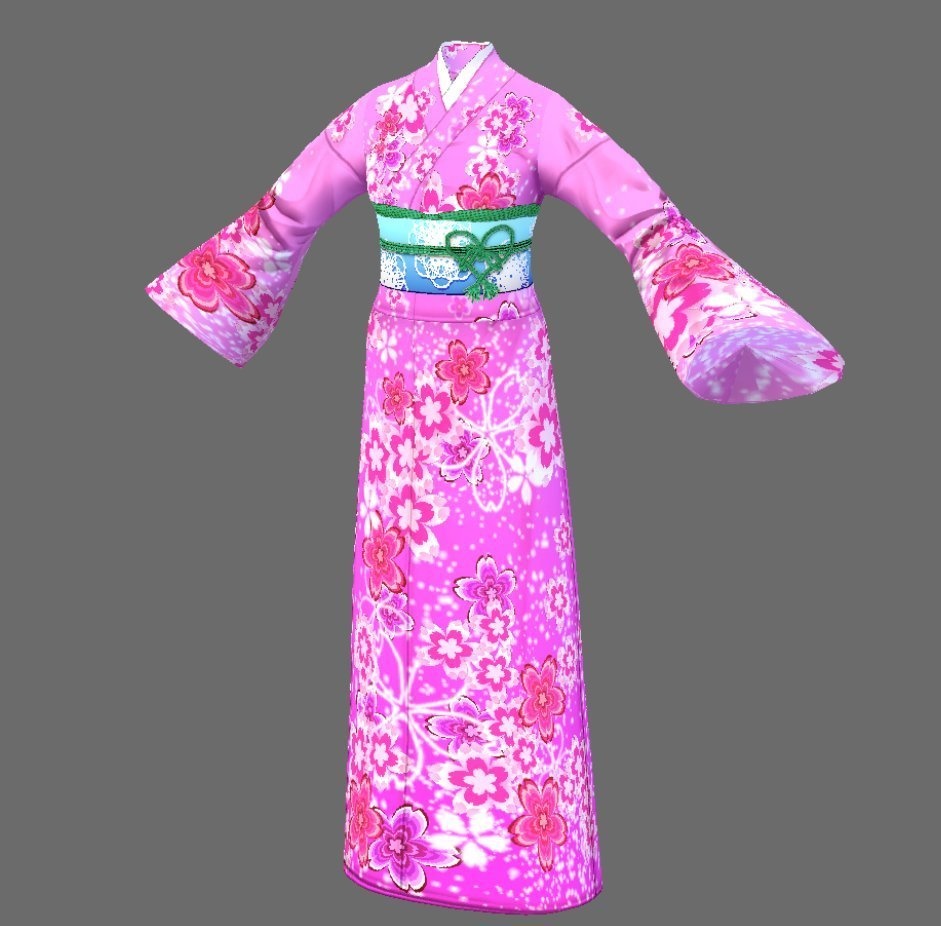 【Vroid】参月弥生・さくら柄着物(女性・女装用/全3色+草履付)