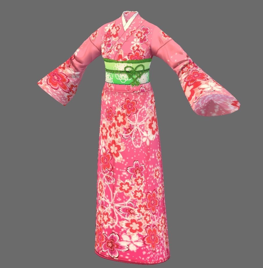 【Vroid】参月弥生・さくら柄着物(女性・女装用/全3色+草履付)