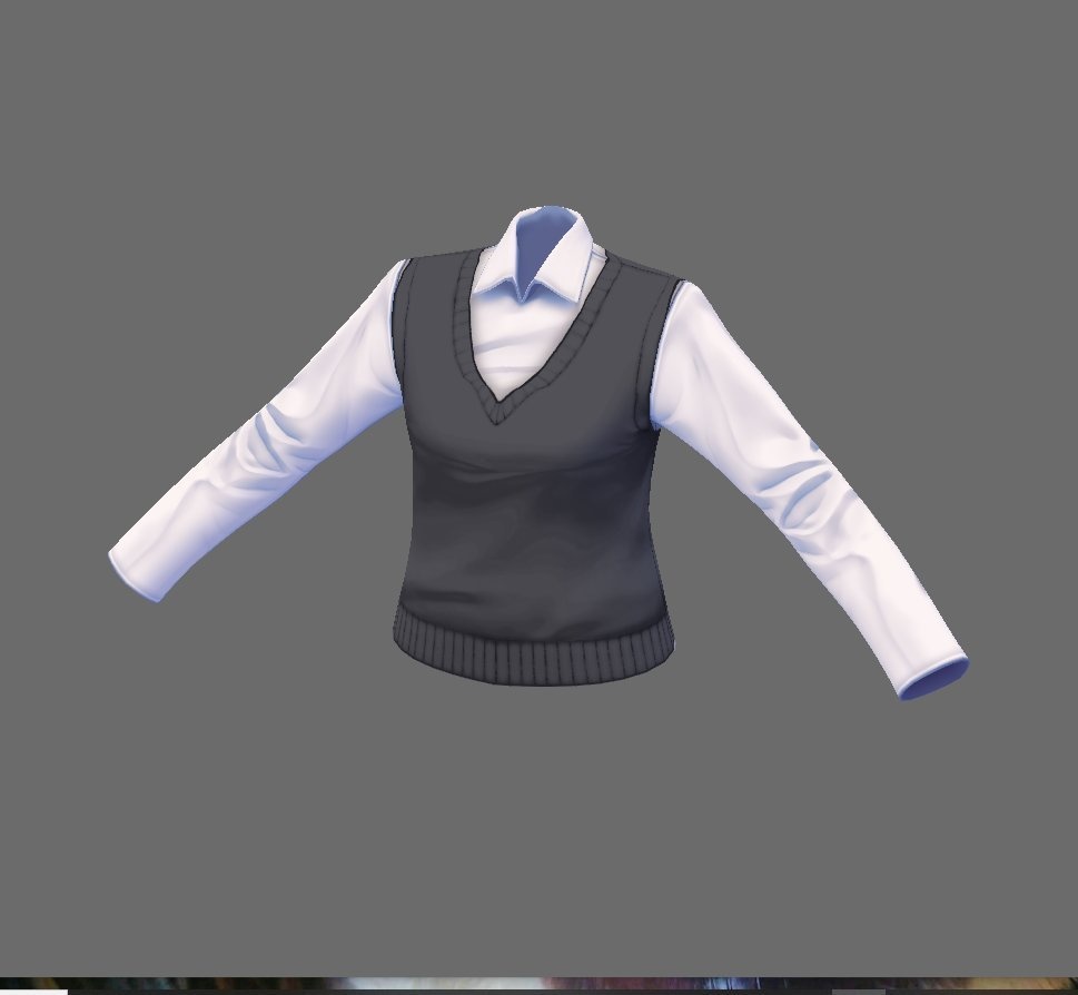 【Vroid】ロングコート版ベスト(無料版あり)