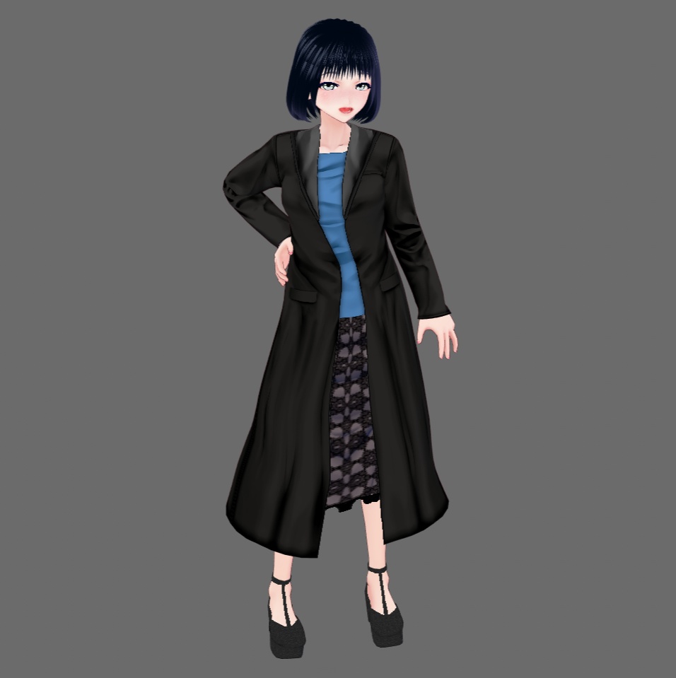 【Vroid】フード付きガウンコート(無料版あり)